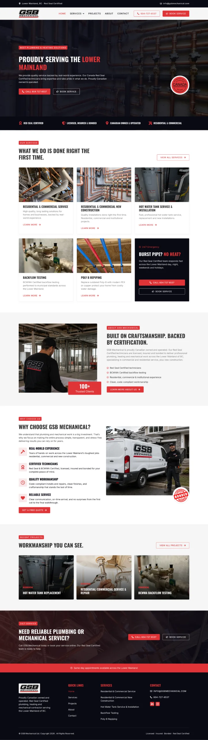 GSB Mechanical website homepage