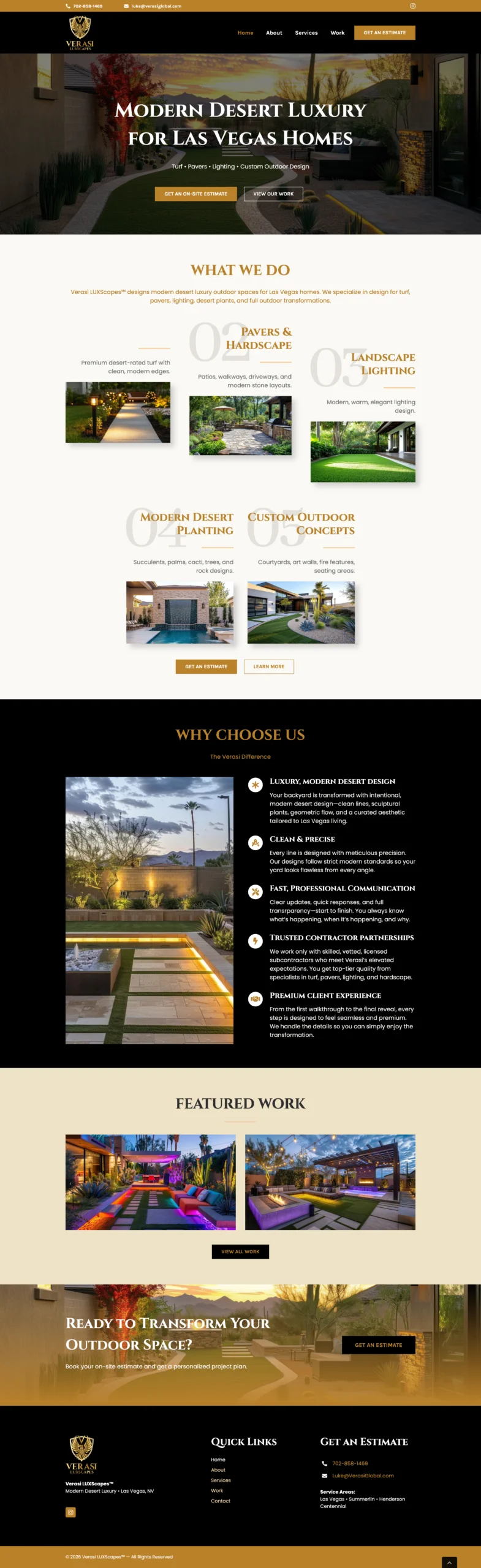 Verasi LUXscapes website homepage